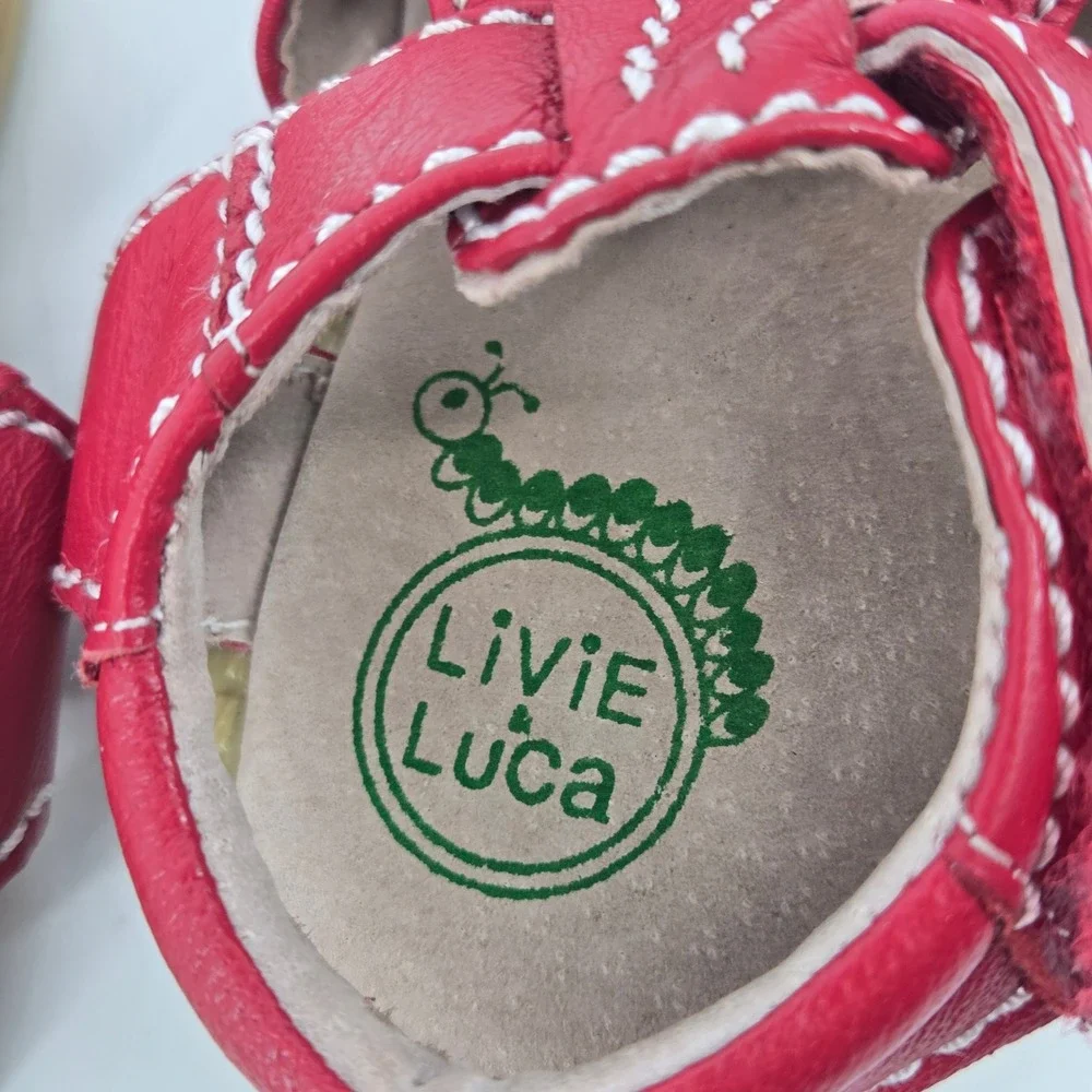 Livie & Luca Red Leather Triangle Cutout Closed Toe Fisherman Sandals Toddler 4